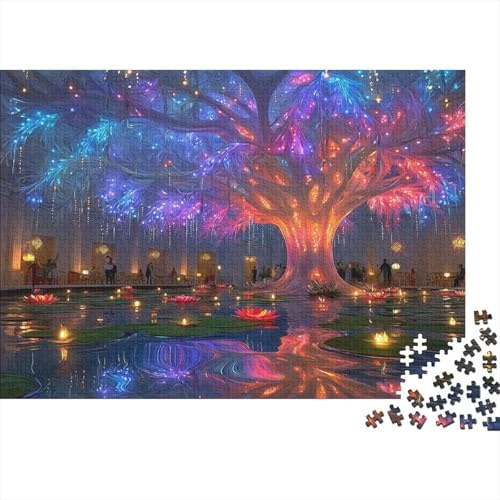 Fantasy Tree Light 1000-Teile-Puzzle aus umweltfreundlichem Material, Premium, stressabbauend, einzigartig, Leuchtender Fantasie-Baum, für Erwachsene ab 14 Jahren, 52x38cm/1000Teile