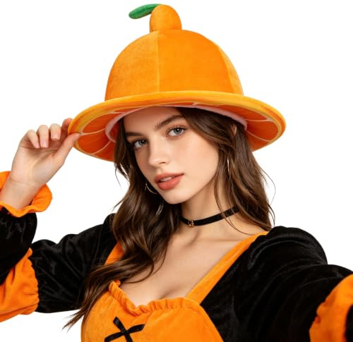 TINAYAUE Novelty Orange Costume Hat for Adults Funny Fruit Shaped Headwear Bright Citrus Party Cap for Halloween Easter Cosplay Theme Events