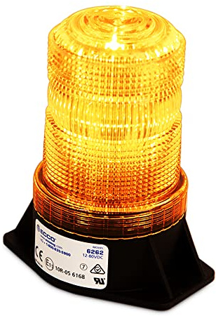 Ecco LED Beacon Light, Amber Lens, Permanent Mount, SAE Class 3, Model# 6262A