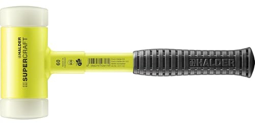 SUPERCRAFT-Schonhammer, mit bruchsicherem Stahlrohrstiel, gelb-fluoreszierend beschichtet und ergonomisch geformtem, rutschsicherem Griff | D=60 mm | 3377.160