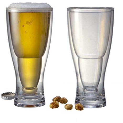 Prodyne Hopsy-Turvy Upside Down Beer Glass, 2 Pack, Acrylic