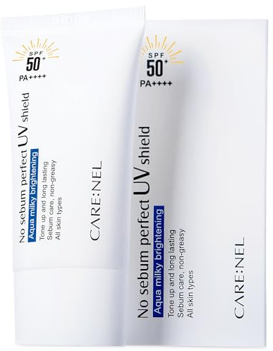Sun Cream Spf 50 – No-Sebum solskyddskräm – hudvård, solskydd för ansikte, koreansk för kvinnor, män, barn och baby – för känslig hud, oljig hud, anti-åldrande