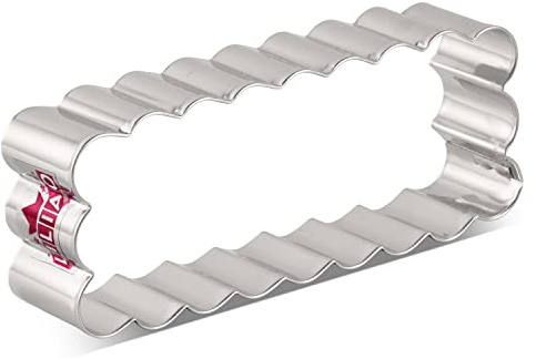 LILIAO Scalloped Edge Rectangle Cookie Cutter, 4.7 x 1.9 inch, Stainless Steel