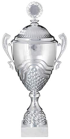 Henecka Pokal Serie Optima, Silber, mit Wunschgravur und auswählbarem Sport-Emblem, Größe 42,6 cm