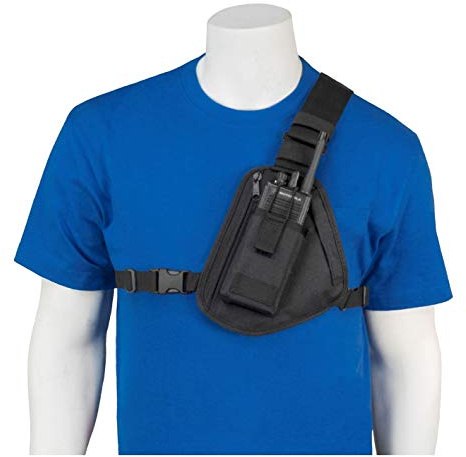 HOLSTERGUY RCH-100 Funk-Brustgeschirr, Brusttasche, Schulterradio-Holster mit einzelner Funktasche für Motorola Handfunkgeräte und Walkie-Talkies RCH-100, Schwarz