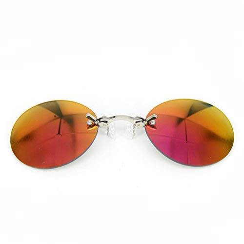 YAMEE Retro-Sonnenbrille, rund, zum Anklippen, Matrix, Morpheus-Film, randlos, 4 Farben