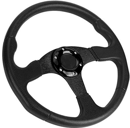 Volante Auto corsa Volante sportivo Piatto profondo 6 bulloni Accessorio modificato universale 350 mm/14 pollici(Nero),Modifica/retrofit/prestazioni dell'auto