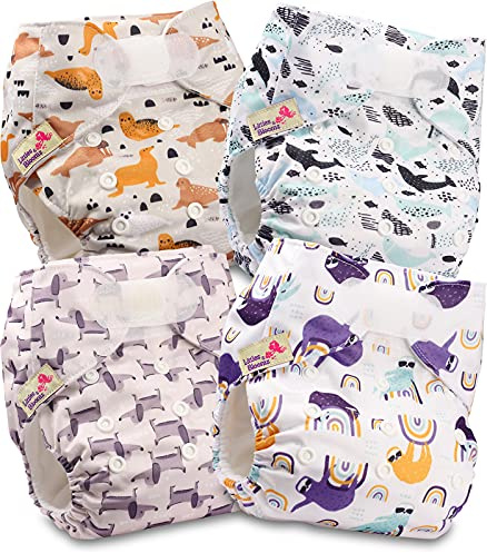 Littles & Bloomz Pocket Stoffwindeln, Klettverschluss, 4er FLV2-0401 | 4 Pocket Stoffwindeln mit Klettverschluss. Einlagen separat erhältlich, verschiedene Optionen verfügbar.