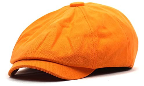 oonui Schiebermütze Herren Ballonmützen Aus Fester Baumwolle Für Herren, Flache Schirmmütze, Für Damen, Maler-Baskenmützen, Orange, 55-60 cm