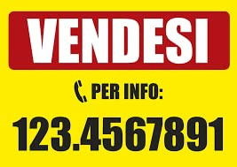 NEW CARTELLO SEGNALETICO - VENDESI CON NUMERO PERSONALIZZABILE sfondo giallo - Adesivo Extra Resistente, Pannello in Forex, Pannello In Alluminio (PANNELLO IN FOREX 30X42 CM)