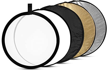 SMALLRIG 5-in-1 Photography Reflector, 22(60cm) Portable Light Reflectors Diffuser Collapsible Multi Disc, Translucent, Silver, Gold, White and Black for Studio and Outdoor Lighting - 4126