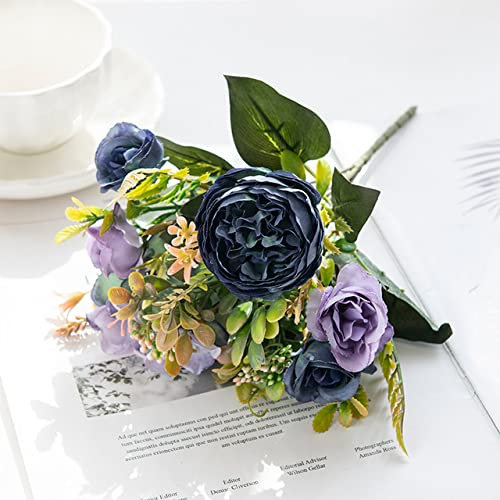 ARKERO Fiori di Peonia Artificiale Matrimonio Fioristica Decorativa Ghirlande di Natale Accessori per la Decorazione della casa Ortensia di Seta Piante Finte,Deep Blue