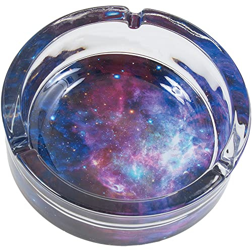 6.0 Extra Large Galaxy Glass Ashtray, Perfect for Smoking Lounges, Patios, and Outdoor events - Durable and Easy to Clean