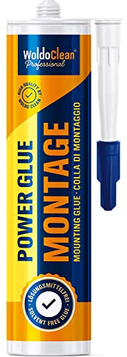 WoldoClean - Colla di montaggio per uso universale, forte forza adesiva per un fissaggio con adesione iniziale elevata, 475 g