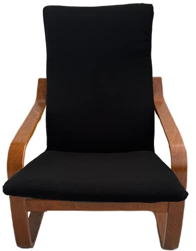 Dorian Home Kissenbezug für Poang-Sessel, aus elastischer Stricktechnik, praktischer Bezug, maschinenwaschbar, bügelfrei (Schwarz)