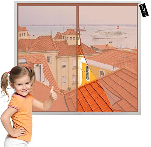 Insektenschutz Tür 110x170cm Braun Insektenschutzgitter Terrassentür Magnet Fliegenvorhang Kinderleichte Klebemontage ohne Bohren