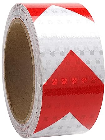 Reflektierendes Klebeband 10m x 5cm Reflektorband Selbstklebend Rot Weiß | Wasserdicht Reflektierende Aufkleber Warnklebeband, Aufkleber Reflektierend für Fahrzeuge Autos