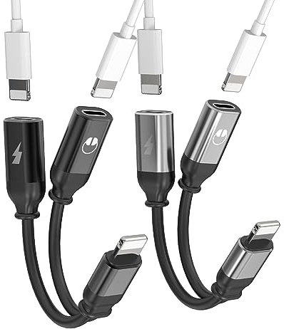 Adaptateur Lightning Jack Chargeur Double Prise 2en1(lot de 2)Certifié Apple MFI iPhone Ecouteur Accessoire Cable pour 14 13 12 11 Pro Max 7 8 Plus X Ipad 2 Air Voiture Audio Casque Aux Câble Splitter
