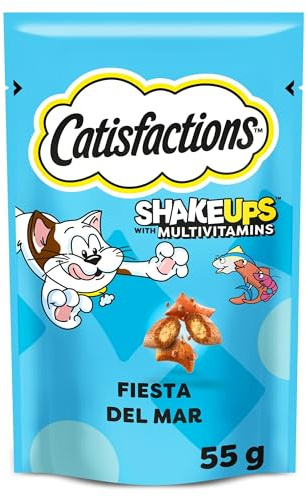 Catisfactions Snack per Gatto, Shake Ups Multivitamins Banchetto ai Frutti di Mare, 6 pacchi da 55g