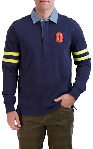 Brooks Brothers Men's Long Sleeve Emblem Rugby Shirt, Navy, Small