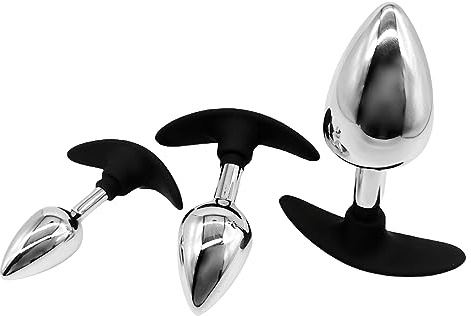 Analplug für Frauen Männer Anal Plug Set Prostata Stimulation Buttplug (M) | Butt Plug Männer Sex Spielzeug für die Frau Metall T-Basis Silikon bis Profis Sexspielzeug Analplugs für Paare