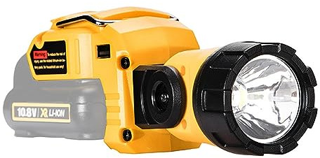 NATEFEMIN Linterna portátil para DeWalt 12 V MAX batería de iones de litio, foco de mano con cabezal giratorio de 360 grados