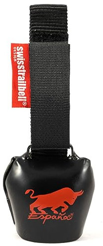 swisstrailbell® Fahrradklingel Spain Edition Deep Black: Spanish ToroRojo Bell, schwarzes Band