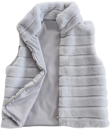 Kurz Kunstpelze Weste Damen Einfarbig Steppweste Ärmellose Fellweste Warme Pelzmantel Winterjacke Reißverschluss Pelzweste Winter Kunstfell Jacke Faux Fur Mantel Große Größen Felljacke Pelzjacke