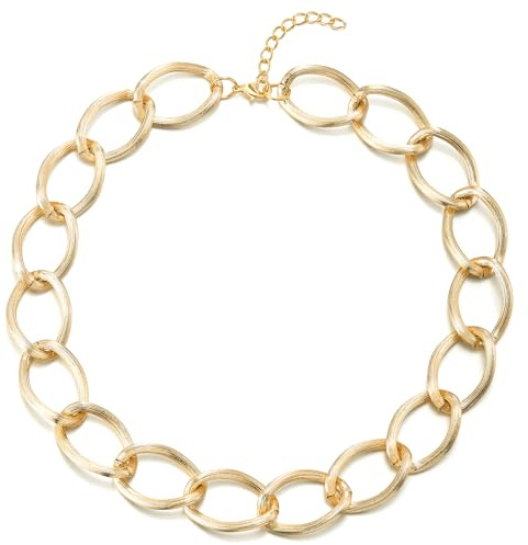 COOLSTEELANDBEYOND Große Gold Kette Halsketten, Strukturierte Kreise Gliederkette Statement Halsband, Partei Abendkleid, Hell Gewicht