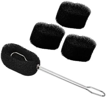 PartyKindom Stainless Steel Long Handle Bottle Brush and Sponge Cup Cleaner Set 3 Replaceable Heads for Kitchen Glassware Cleaning
