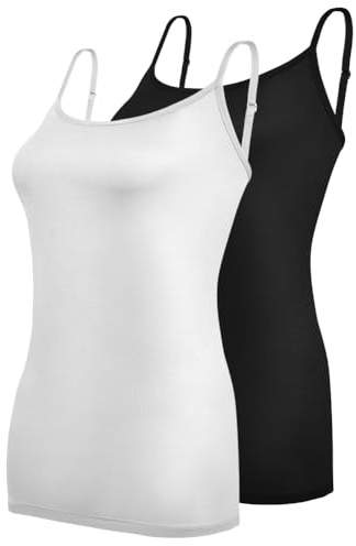Aomig Débardeur Femme Tank Top Extensibles, Bretelles Spaghetti Ajustable Camisole de Base, T-Shirt sans Manche Top Camisole Camis, Convient aux Femme et aux Fille pour Faire de L'exercice, du Yoga(L)