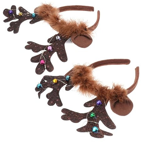 Angoily Leuchtendes Geweih Stirnband Aus Vliesstoff 2 Stück Haustier Kopfschmuck Weihnachten Geeignet Für Katzen Und Hunde Party Dekoration