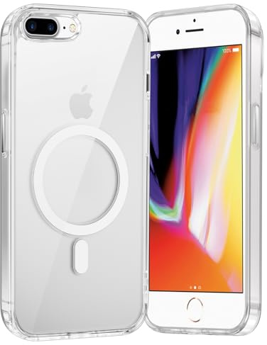Coiwxmoi Hülle Magnetisch für iPhone 8 Plus/iPhone 7 Plus 5,5,Handyhülle Kompatibel mit MagSafe Kabellosem Laden, PC Rückseite + Dünn TPU Silikon Bumper Stoßfest Schutzhülle, Transparent