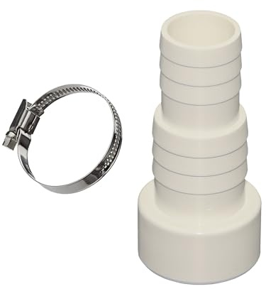 HAF 1x Schlauchverbinder mit 32mm 38mm x 50mm | Schlauchtülle x Klebestutzen | Verbinder inkl. Edelstahlschelle | Adapter aus weißem Polypropylen | PN2,5 für PVC Fittings, Poolschlauch & Filteranlage