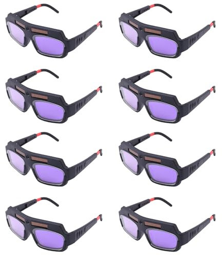Goorvoucs 8 Stück Solar Betriebene Auto Verdunkelung Schweißmaske Helm Brille Schweißer Brille Arc Anti-Shock Linse für Augenschutz