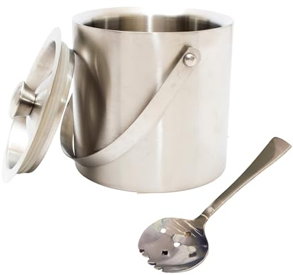 Lebrun Couverts - Seau à Glace en INOX 18.0 avec Couvercle et cuillère à glaçon - 16,5 cm de Hauteur