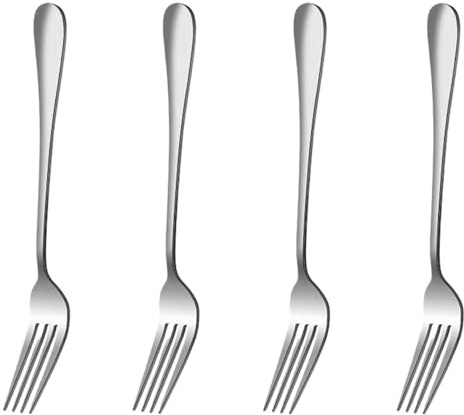 Sweetfamily Dinner Forks Set of 4,Premium Food Grade Stainless Steel Forks,Modern Flatware Cutlery Forks for Home Kitchen Party Restaurant, Mirror Polished Dishwasher Safe,8.11 Inches (Silver)