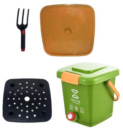 JISADER Cubo de compost de cocina, cubo de basura de diámetro ancho, mango grueso, cubo de compost multifunción, contenedor de residuos para encimera, hogar, s