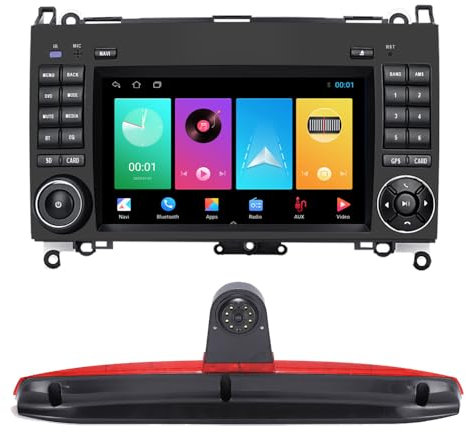 Auto GPS Navi Touchscreen Autoradio Navigation Bildschirme Monitore mit CarPlay & Android +HD Rückfahrkamera kompatibel mit Mercedes Benz Vito W447 Cargo Van (G7239+Reversing Camera)