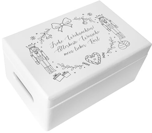 Creative DECO Blanca Caja Regalo para Navidad Personalizado - Cascanueces | Regalo Original de Madera | Texto Personalizada Deseado Idea de Regalos Navideños | Para Mujeres, Hombres