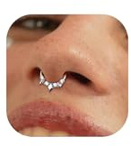 BodyBonita 16G Septum Piercing Schmuck – 316L Edelstahl Nasenring Nasenpiercing mit Zirkonia für Frauen Männer Conch Helix Piercings Tragus Daith Knorpel Ohrpiercing Silber 8mm Nebel