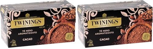 Twinings, Tè Nero Aromatizzato al Cacao, Aroma Dolce di Cioccolato e Caramello, Note di Vaniglia e Fave di Cacao, Infusi e Tisane, Confezione da 50 Filtri