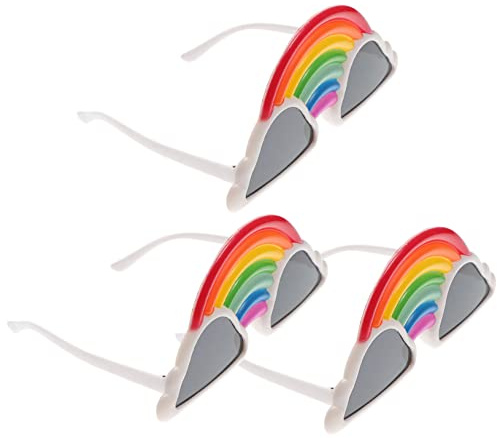 Gafas Divertidas de Nube Arcoíris para Fiesta y Baile, 3 Piezas | Plástico Resistente, Accesorio Fotográfico, Decoración de Evento, Cómodo para Usar en Festivales y Cosplay