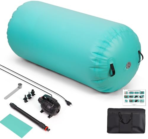 Todeco Turnwalze Aufblasbar 120x75 cm mit Luftpumpe | Wasserdicht, Schnellaufpumpbar & Tragbar für Gymnastik und Gleichgewichtstraining