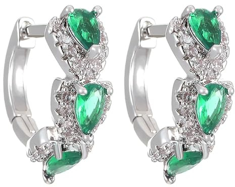 TTPSRY Pendientes Mujer Pendientes Vintage en Forma Corazón Gota con Circonitas Hipoalergénico Adecuado para uso Diario de Fiesta(Verde)