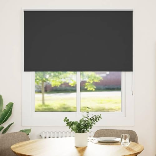 vidaXL Verdunkelungsrollo Schwarz 125x175 cm Stoffbreite 121,6 cm, Rollo, Klemmfix, Thermorollo, Verdunklungsrollo, Klemmrollo, Fensterrollo