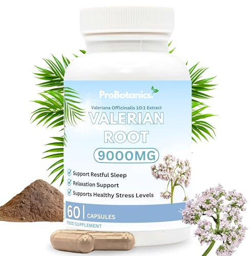 Organic Valerian Root for Sleep | 900mg Per Serving (10:1 Extract Equiv. to 9000mg) High Strength Valeriana Officinalis Natural Herbal Supplement | Support Relaxation & Restful Sleep - 60 Capsules