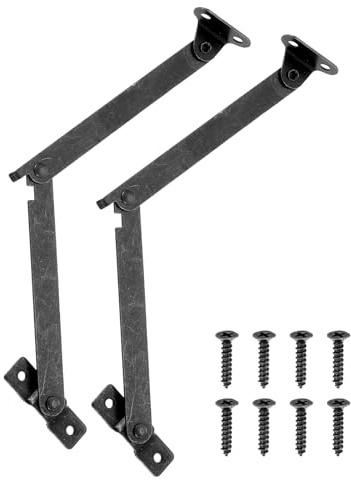 QUARKZMAN 2 Piezas Bisagras Soporte Tapa Plegable 4.3 Bisagra Bronce Negro | Elevación, Bisagras Hierro Rotables A 180 Grados, Con Tornillos, Para Cajas Madera, Estuches Joyería, Exhibición