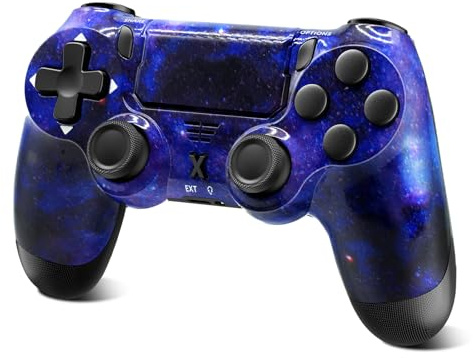 Glitfix Wireless Controller for PS-4, Controller Wireless for PS-4/Pro/Slim/PC, Bluetooth Gamepad Joystick with Dual Vibration Touch Panel 3.5mm Audio Jack Six-Axis(starsky blue)