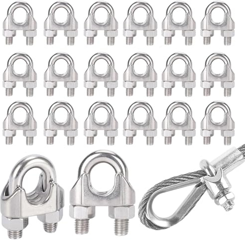 Ceeyoll, 20 piezas, Tensor Cuerda Tendedero, Tensores para Toldos, Duradero, Resistente a la Oxidación y la Corrosión, Presillas Cable Acero, Para Colgar Toldos, Tendederos, Cuerdas Fijas